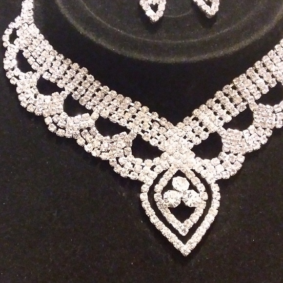Formal Faux Crystal Earring Necklace Set - Picture 3 of 3